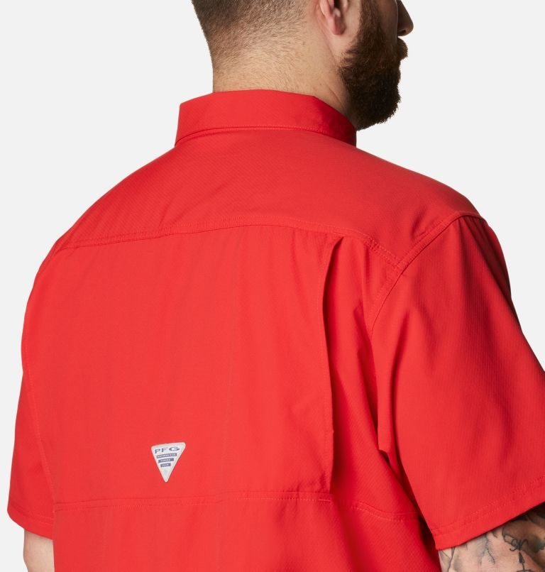 Men's Columbia PFG Slack Tide Camp Shirts Red | Plus Size CA-T65A3